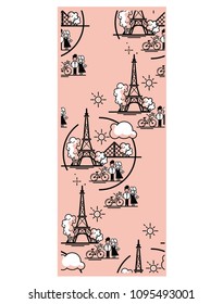 Seamles patterin of Paris. Paris illustration vector artwork. Isolated on white background