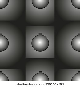 Patrón de sellos con bola de navidad 3d sobre fondo de gradiente negro estilo. Cortar ilustración vectorial de papel con decoración navideña. Papel de envoltura de Navidad. Concepto de año nuevo.