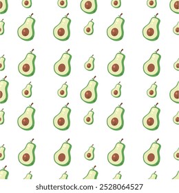 seamles pattern avocado isolated on white background