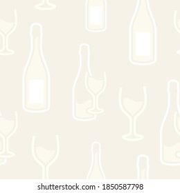 Seamles pattern with bottles and glasses of wine