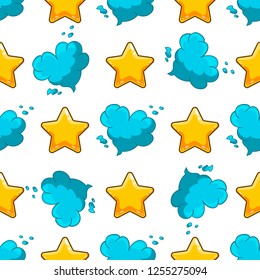 Seamles pattern with cartoon cloud and star