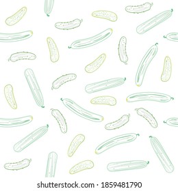 Seamles pattern of cucumbers and pickles on white background