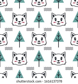 Seamles pattern with cute animal. vector illustration.