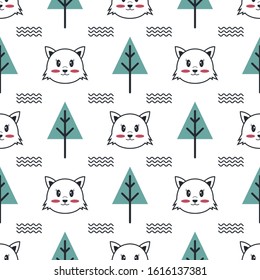 Seamles pattern with cute animal. vector illustration.