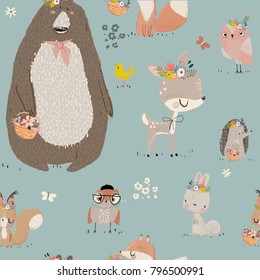 seamles pattern with cute animals