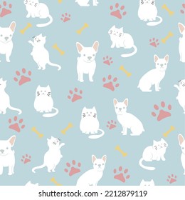 seamles pattern, cute cat and dog, pet, minimalist flat