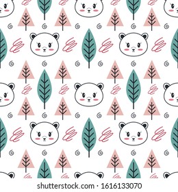 Seamles pattern with cute ice bear. vector illustration.