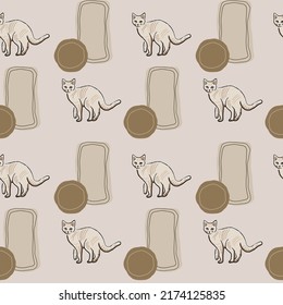Seamles pattern cute sphynx cat, seamless pattern for textile fabric, cute pattern, wallpaper cat