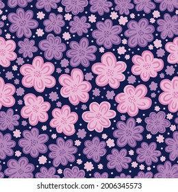 Seamles pattern ditsy small flower.Hand drawn print of textile.Vintage floral design.Vector illustration.