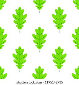 Seamles pattern. Flat Icon of oak leaf on white background.