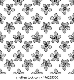 Seamles pattern flower in black and white