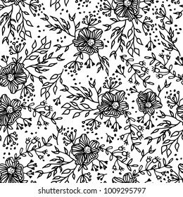 Seamles pattern with flowers and brunches