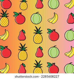 seamles pattern of fruit on vintage 70s background