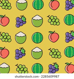 patrón de frutos en un fondo amarillo