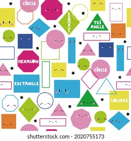 Seamles pattern with geometric shapes. Funny kids print. Vector hand drawn illustration.