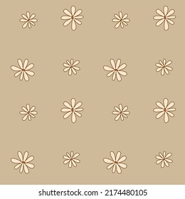 Patrón de selvas con flores de margarita groovy al estilo de doodle. Diseño retro de superficie de fondo vectorial floral para textiles, papel de oficina, papel de envoltura, cubiertas al estilo de los años 70.