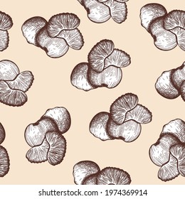 Seamles Pattern Of Mandarin. Hand Drawn Sketch. Retro Vintage Design. Vector Illustration.