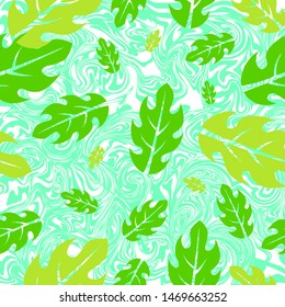 Seamles pattern with a modern style, seamles pattern leaves are light green and dark green. Vector, illustration