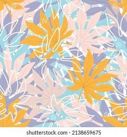 Seamles pattern of modern tropical shapes.Modern vector design for paper, cover, fabric, interior decoration.