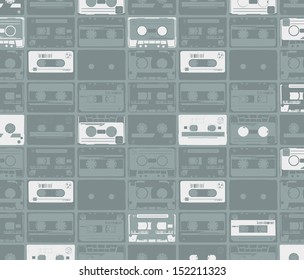 seamles pattern from old retro audio tapes