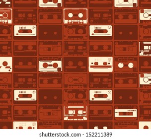 seamles pattern from old retro audio tapes