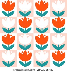 Seamles pattern  with tulip. Vector illustrations