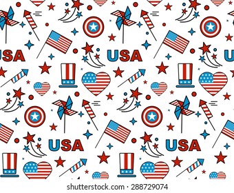 Seamles pattern for US Independence Day 4th of July. 