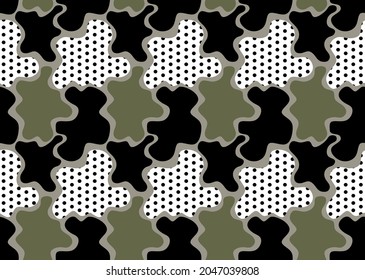 Seamles polka dot with wavy pattern. Vector Illustration.