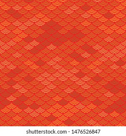 Seamles sabstract red background with gold in Chinese traditional style, stylized waves. Vector illustration for design and printing of web banners, postcards, posters, invitations, greeting, packages