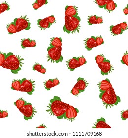 Seamles strawberry pattern on white background