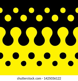 Seamles uneven dots pattern with two parts - yellow dots on the black background and black dots on yellow.