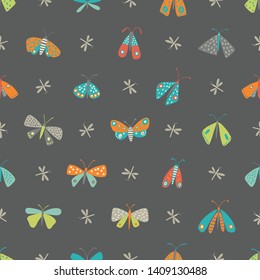 Seamles vector attern with moths