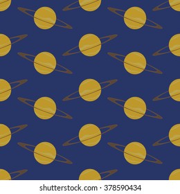 Seamles vector illustration with planets on blue background