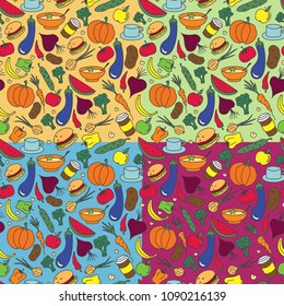 Seamles vegetables food background pattern