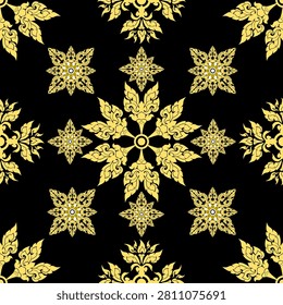Seamless 002 style Thai yellow black ground,  vector illustration 