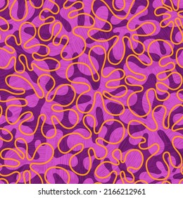 Seamless 1960s mod tiki flower pattern for backgrounds, fabric design, wrapping paper, print media. Fun retro design. Vector illustration.