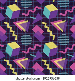 Seamless 1980's Geometric And Pastel Pattern