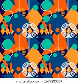 Seamless 2000s style vector pattern. Abstract geometric textile print design.