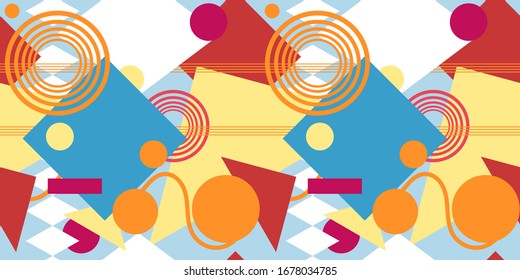 Seamless 2000s style vector pattern. Abstract geometric textile print design.