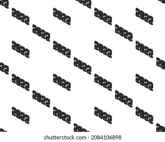 Seamless 2022 abstract pattern. Repetitive vector illustration of 2022 text on white background. EPS10