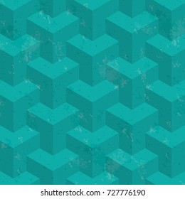 Seamless 3D Architecture Cyan Structure Pattern