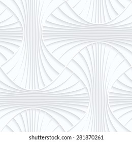 Seamless 3D background. White quilling paper. Realistic shadow and cut out of paper effect. Geometrical pattern.Quilling paper striped rounded pin will.