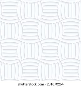 Seamless 3D background. White quilling paper. Realistic shadow and cut out of paper effect. Geometrical pattern.Quilling paper striped pin will.
