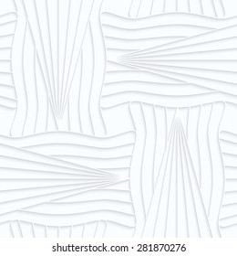 Seamless 3D background. White quilling paper. Realistic shadow and cut out of paper effect. Geometrical pattern.Quilling paper striped pin will with rays.