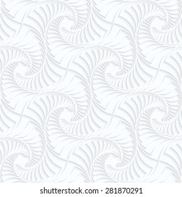 Seamless 3D background. White quilling paper. Realistic shadow and cut out of paper effect. Geometrical pattern.Quilling paper twisted stripes.