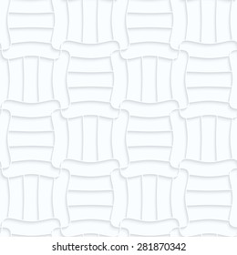 Seamless 3D background. White quilling paper. Realistic shadow and cut out of paper effect. Geometrical pattern.Quilling paper pin will with three stripes.