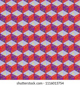 Seamless 3d Cube Pattern dots- vector illustration. Abstract Futuristic Wrapping Paper Background. Vector Regular 3d Texture