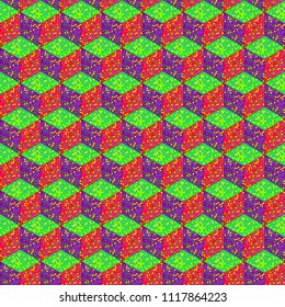 Seamless 3d Cube Pattern dots- vector illustration. Abstract Futuristic Wrapping Paper Background. Vector Regular 3d Texture