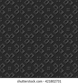 Seamless 3D dark paper cut art background 436 vintage cross round check
