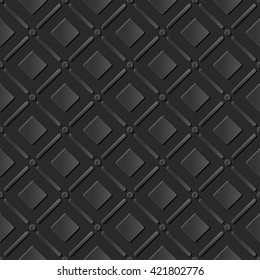 Seamless 3D dark paper cut art background 415 round corner square check cross line
